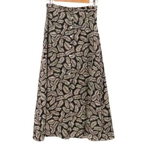 Ann Taylor Silk Fern Print Button Front Maxi Skirt Womens Size 4 Vintage Y2K